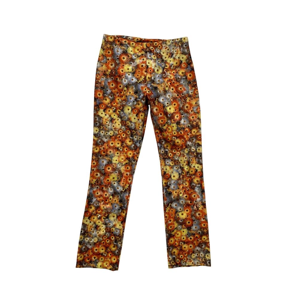 Sunburst Floral Wide-Leg Pants in Orange and Yellow